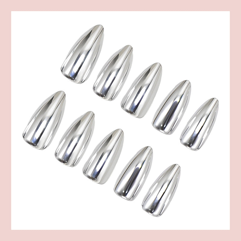 Mirror-finish electroplated metal press on nails