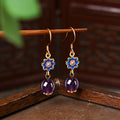Natural Amethyst Camellia Earrings
