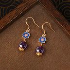 Natural Amethyst Camellia Earrings