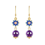 Natural Amethyst Camellia Earrings