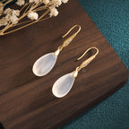 Natural teardrop chalcedony agate earrings