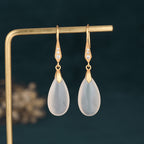 Natural teardrop chalcedony agate earrings