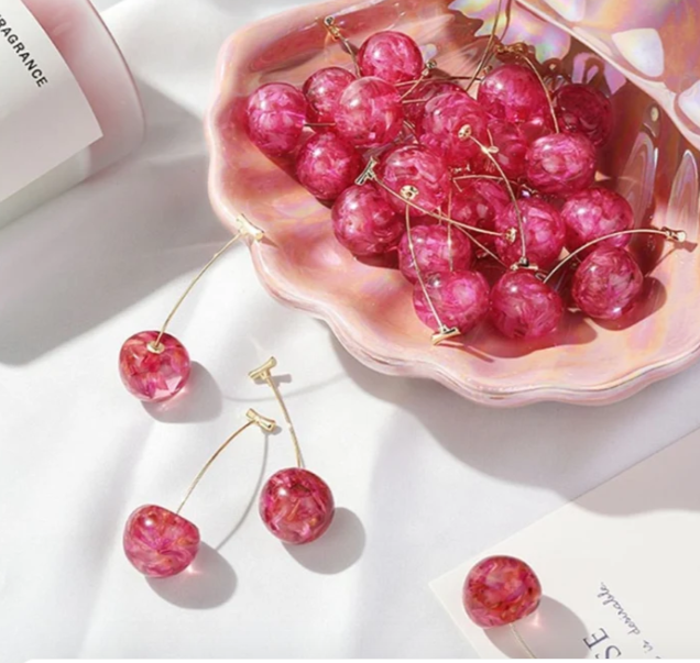 PINK CHERRY EARRINGS (PAIR)