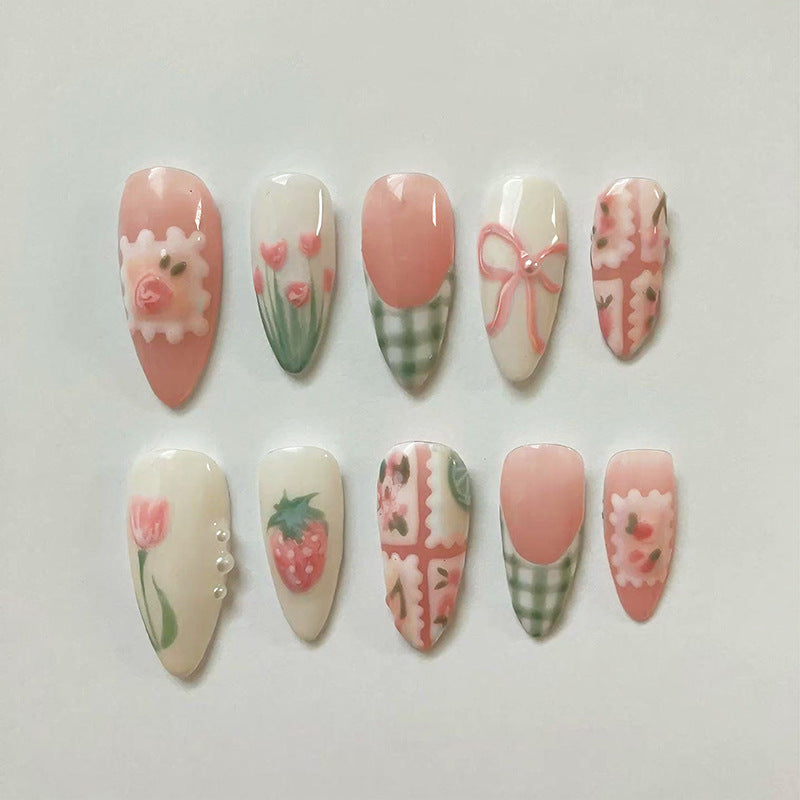 Pale pink tulips press on nails