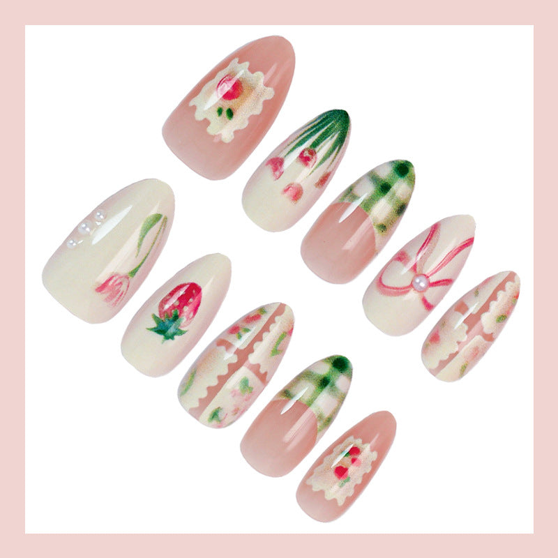 Pale pink tulips press on nails