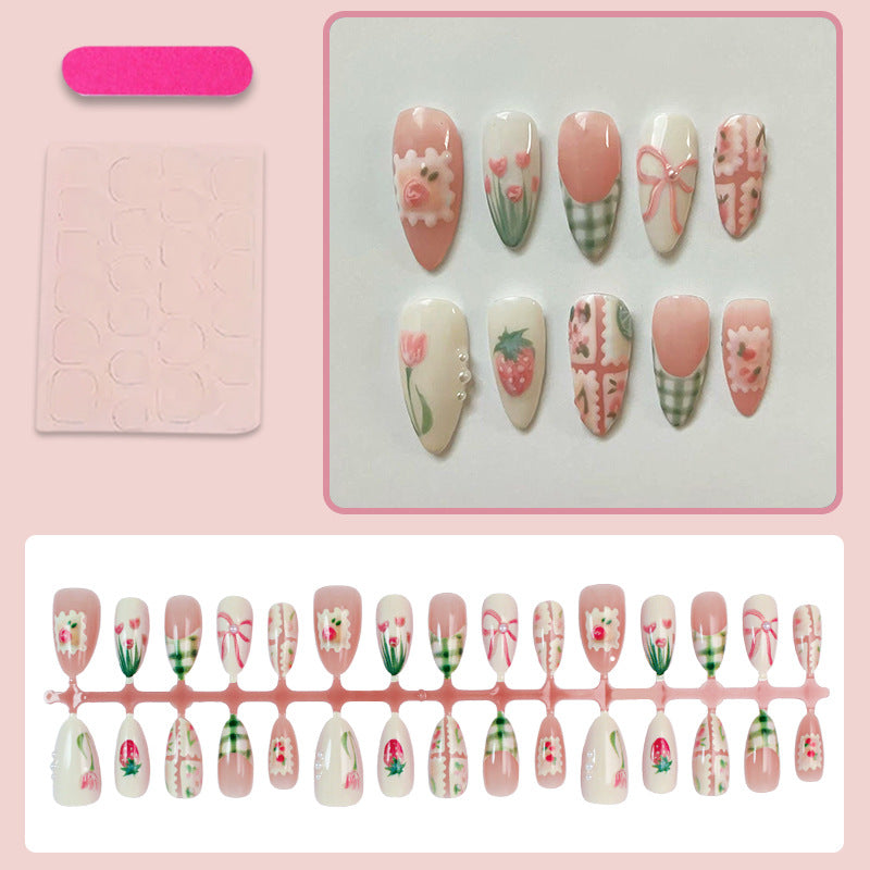 Pale pink tulips press on nails