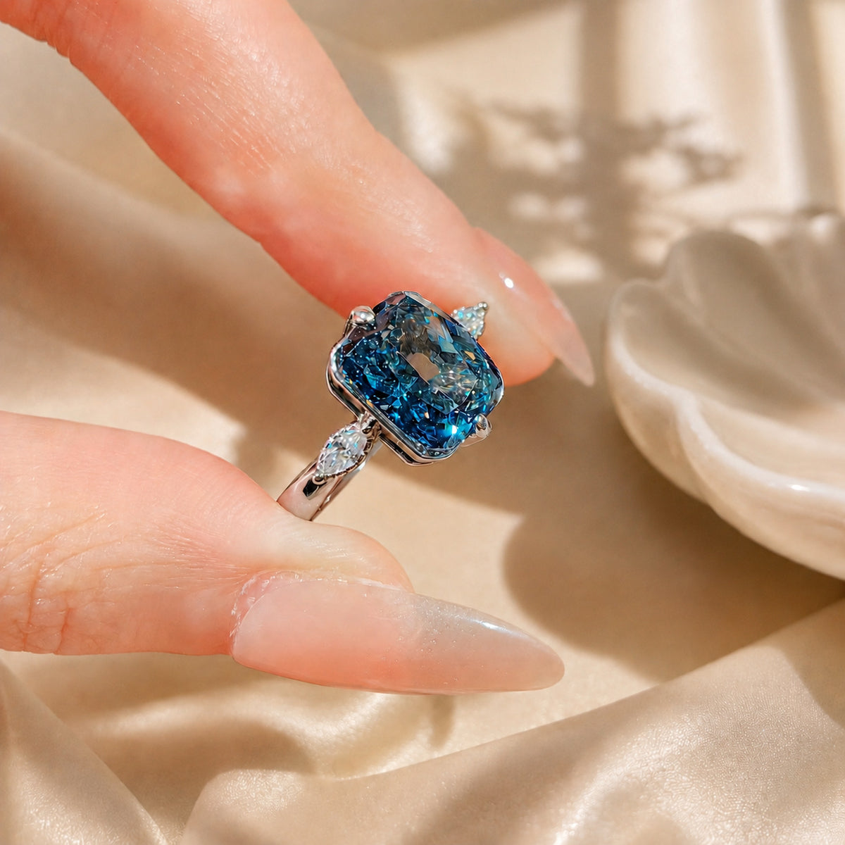 Paraibatan Radiant Ice Flower Cut Vintage Sugar Cube  Open Adjustable Ring