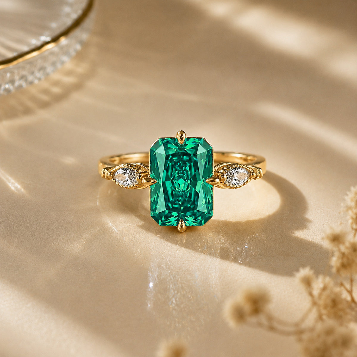 Paraibatan Radiant Ice Flower Cut Vintage Sugar Cube  Open Adjustable Ring