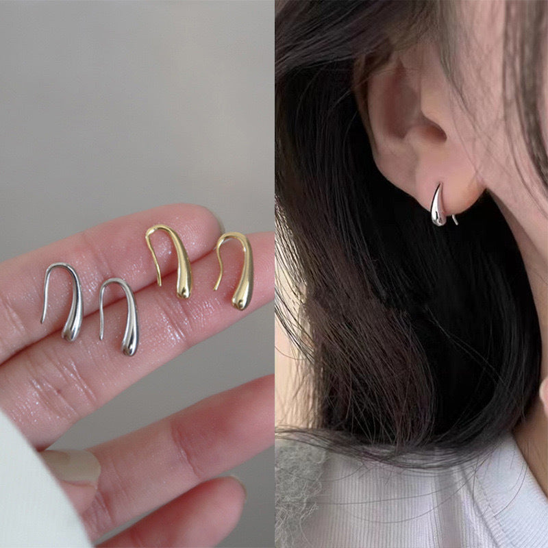 Petite drop hoop earrings