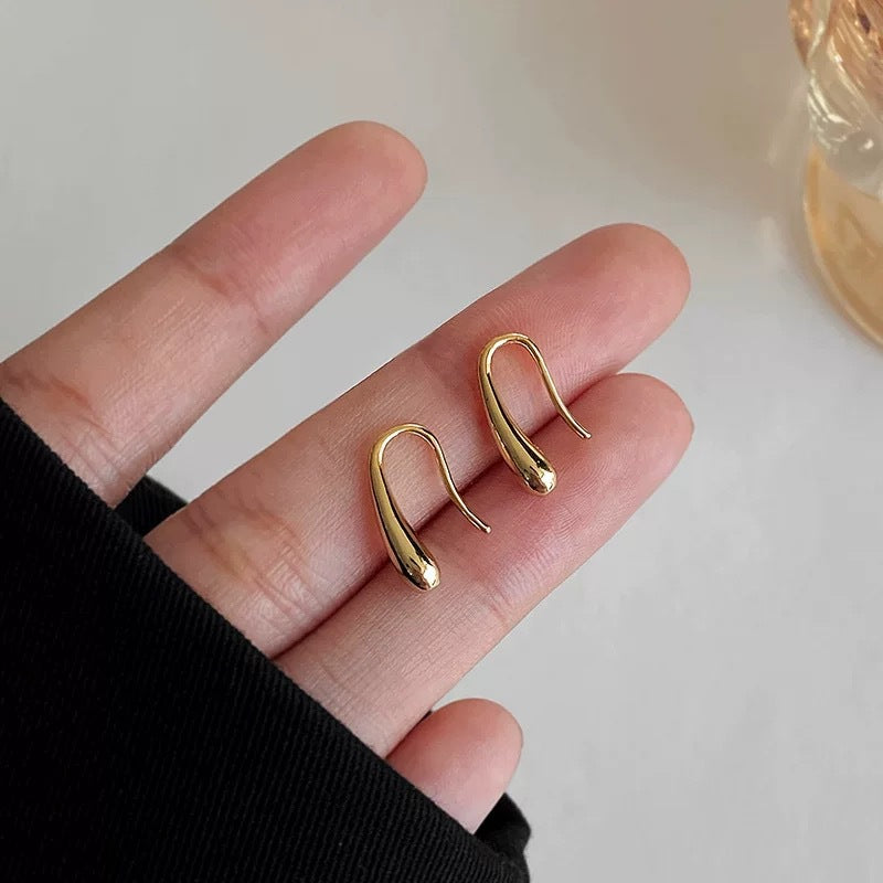 Petite drop hoop earrings