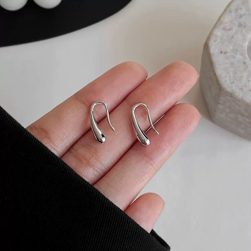 Petite drop hoop earrings