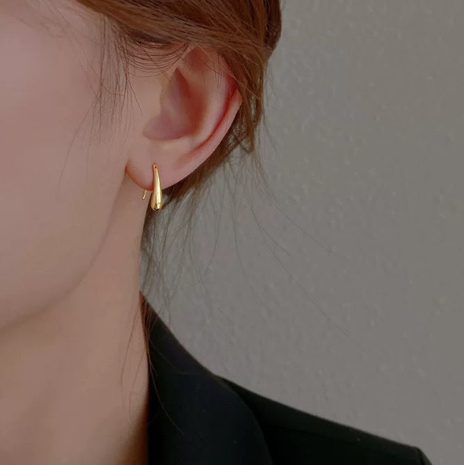 Petite drop hoop earrings