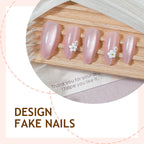Pink cat eye press on nails