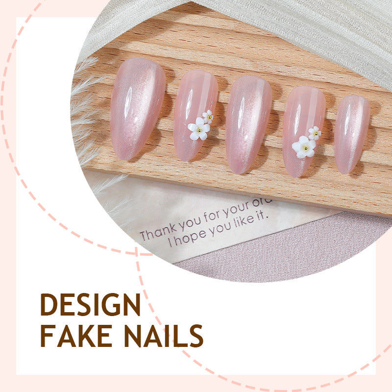 Pink cat eye press on nails