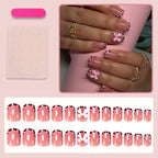 Pink leopard print contrast bow press on nails
