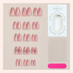 Pink polka dot cat eye press on nails