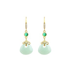 Retro Wealth Bag auspicious cloud earrings Hetian jade