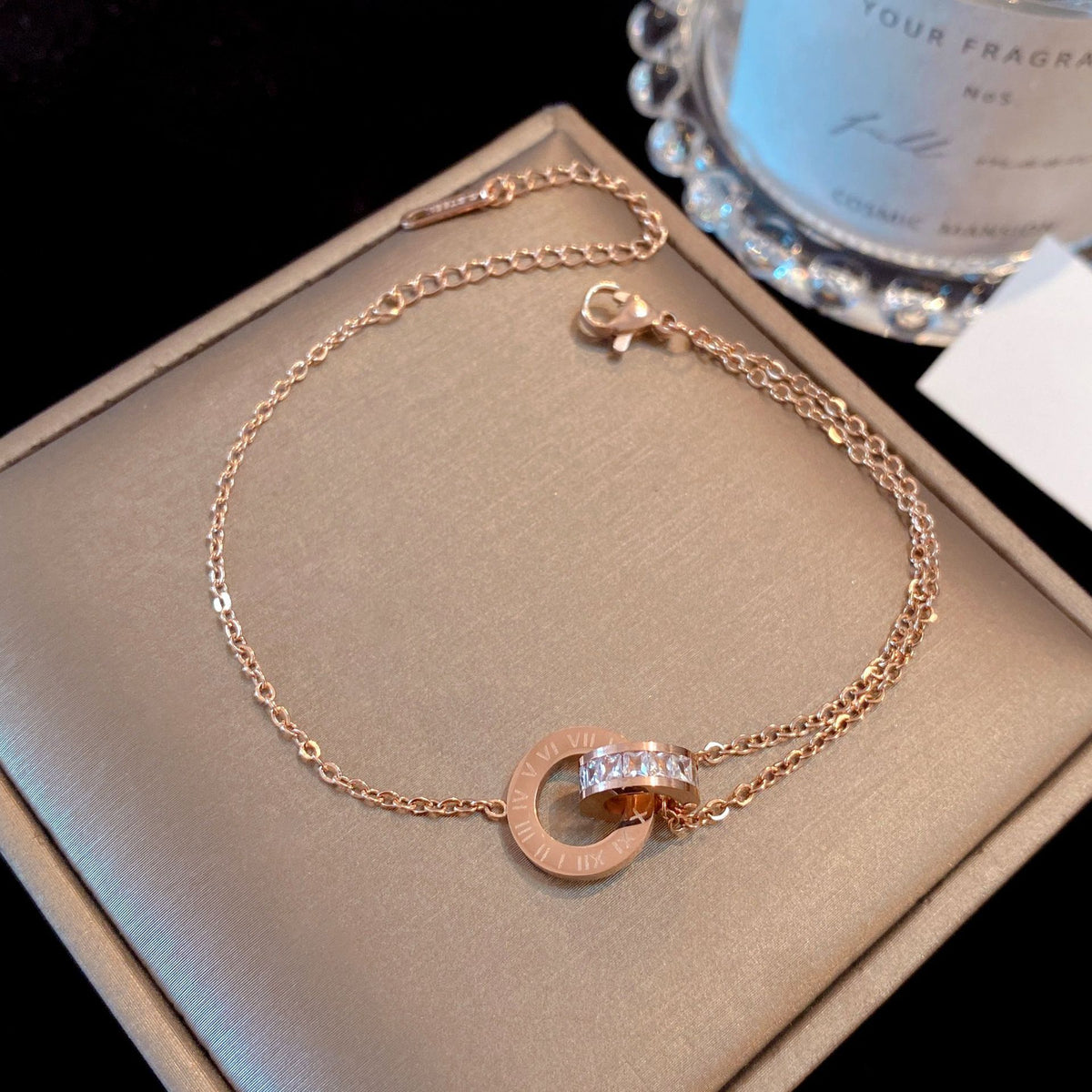 Roman Numeral Double-Ring Bracelet