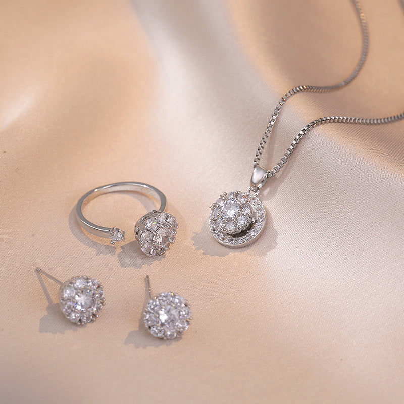 Rotatable Classy ring earrings necklace
