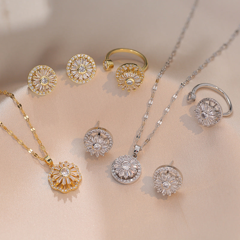 Rotatable Zircon Necklace / Earrings/ Rings / Bracelet