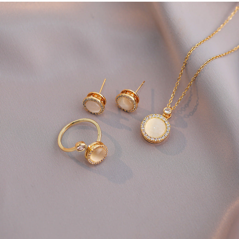 Rotatable cat eye stone Bracelet Necklace Earrings Ring