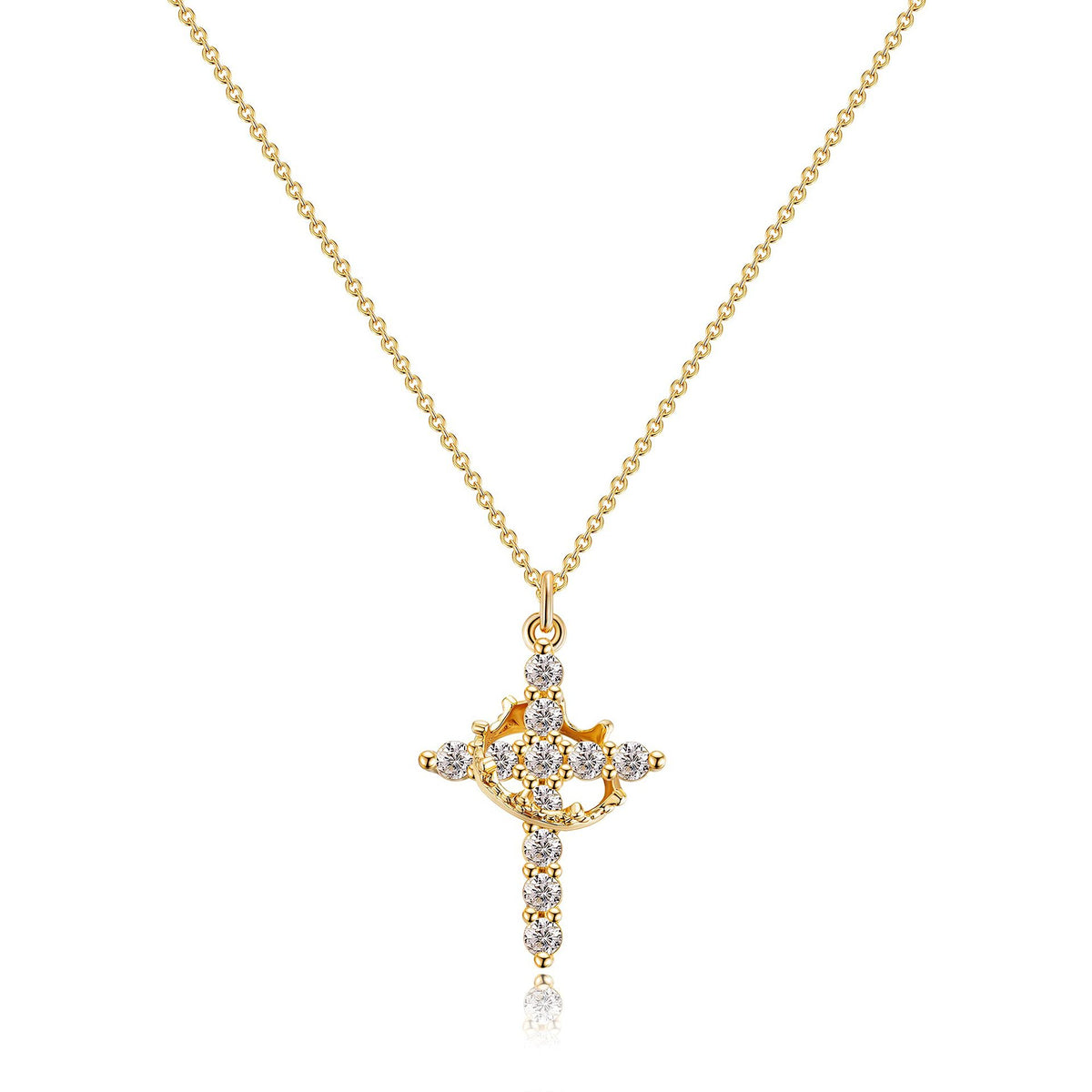 Rotatable crown cross pendant necklace