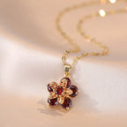 Rotatable flower cubic zirconia Necklace
