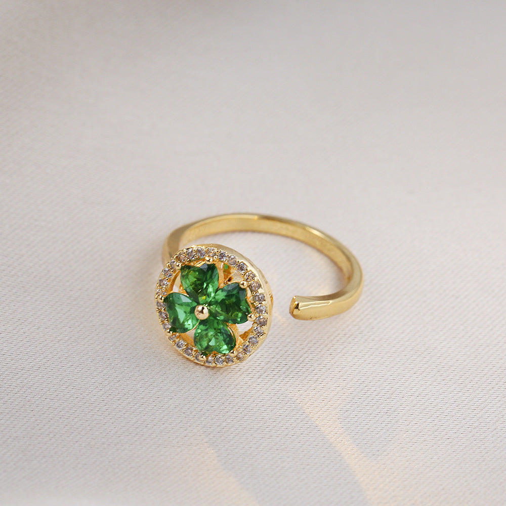 Chic flower zircon open ring