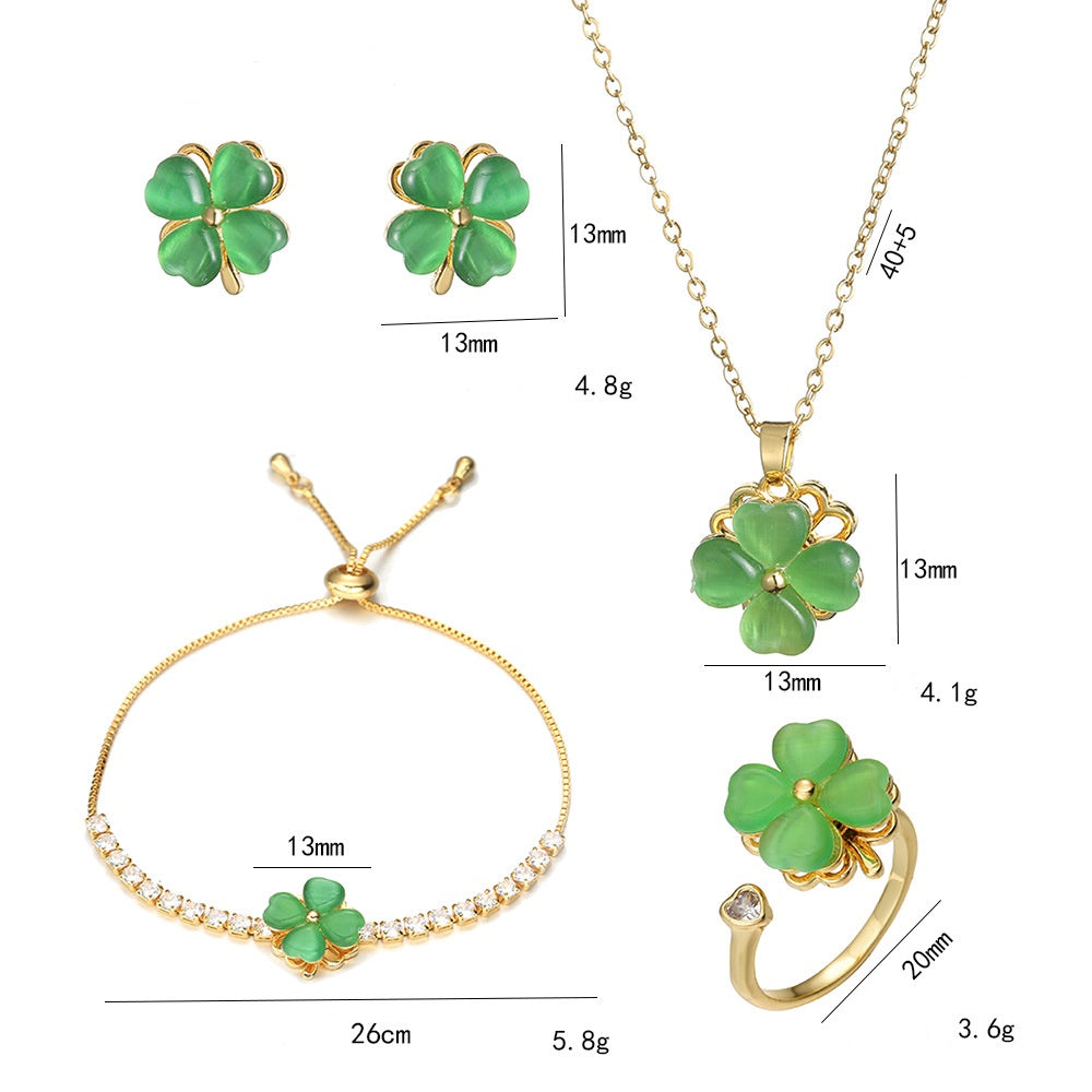 Rotatable Lucky four-leaf flower Necklace / Earrings/ Rings / Bracelet