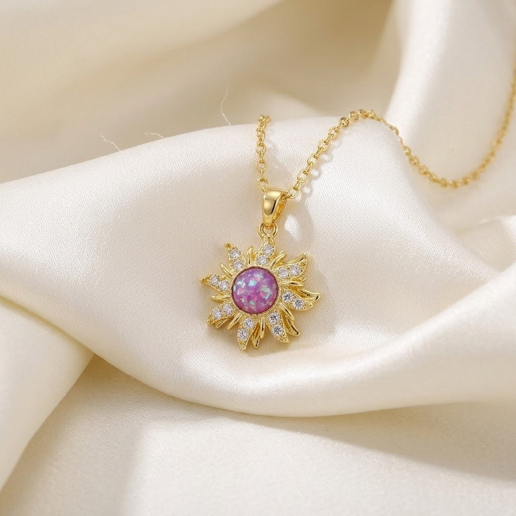 Rotatable sunflower necklace