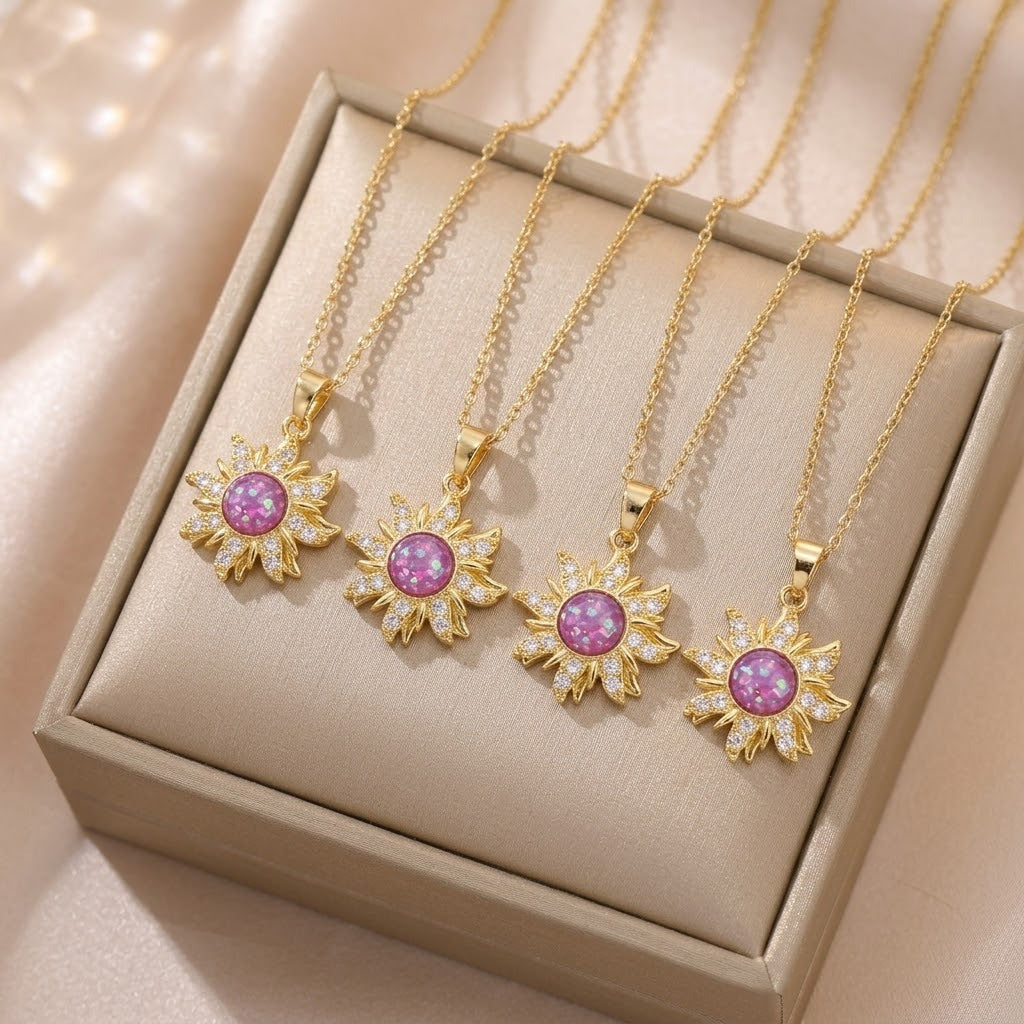 Rotatable sunflower necklace