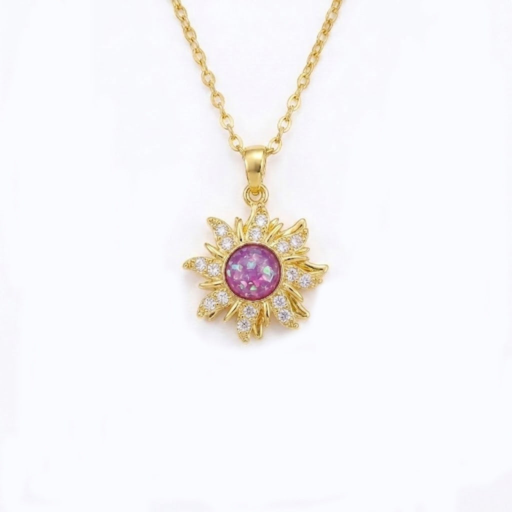 Rotatable sunflower necklace