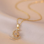 Rotating Star and Moon pendant temperament Bracelet Necklace Earrings Ring
