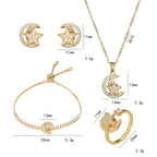 Rotating Star and Moon pendant temperament Bracelet Necklace Earrings Ring