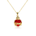 Sacred Heart Cross Crown Pendant Necklace
