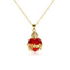 Sacred Heart Cross Crown Pendant Necklace