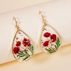 Safflower Gold Leaf drop-shaped earrings