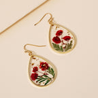 Safflower Gold Leaf drop-shaped earrings