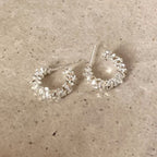 Silver coin C-shaped earrings
