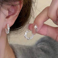 Silver coin C-shaped earrings