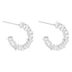 Silver coin C-shaped earrings