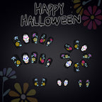 Skull Grimace Cute Flowers press on nails