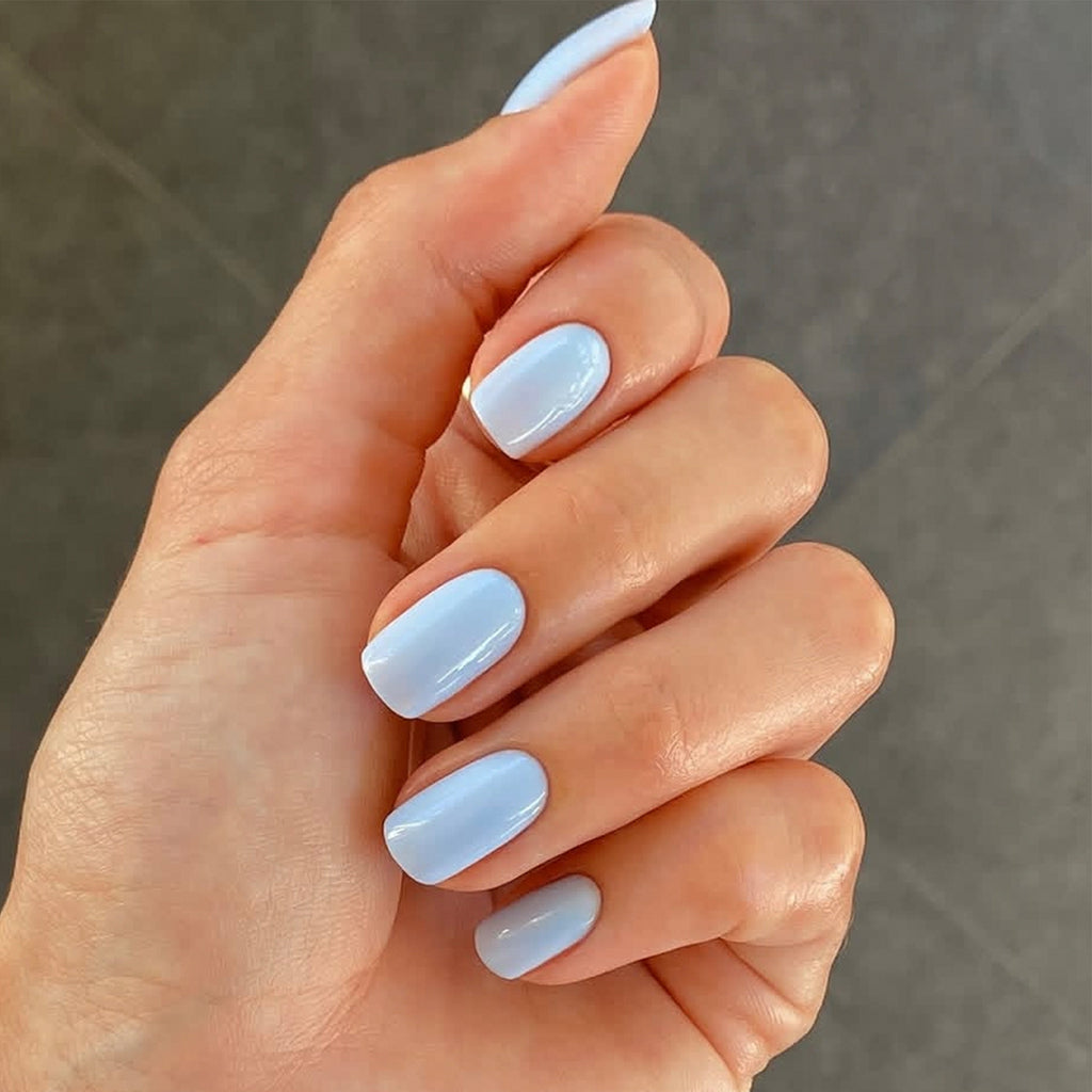 Sky blue solid color press on nails