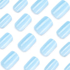 Sky blue solid color press on nails
