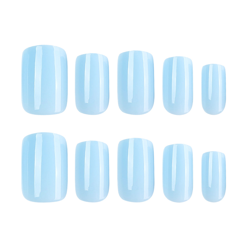 Sky blue solid color press on nails
