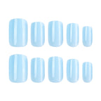 Sky blue solid color press on nails