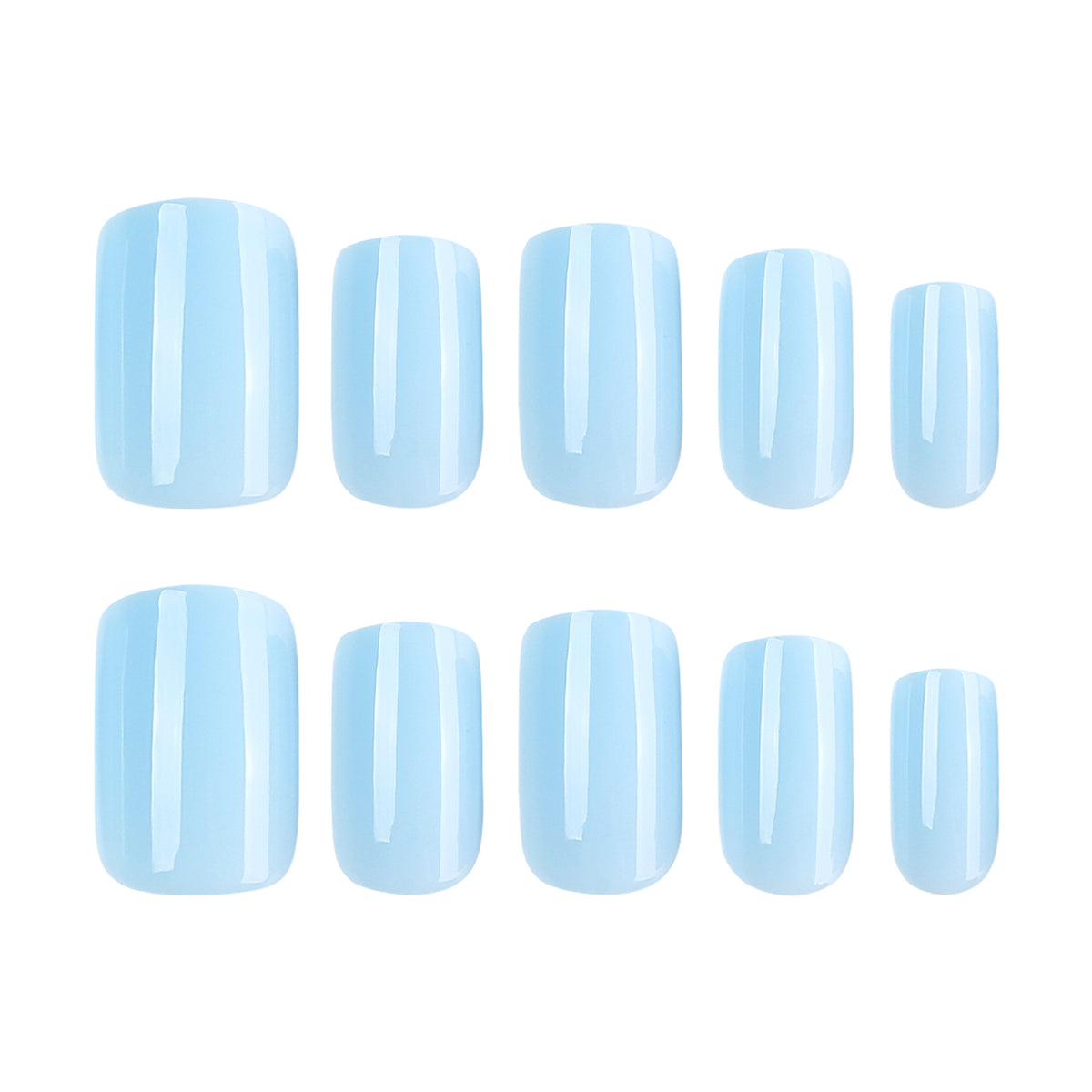 Sky blue solid color press on nails