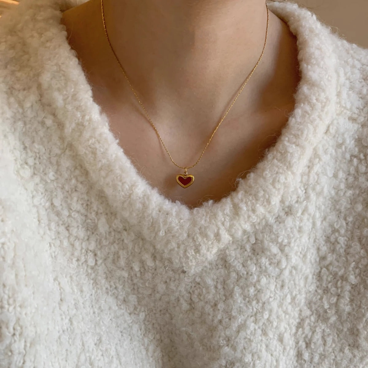 Small Red heart-shaped necklace