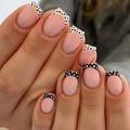 Square retro black and white polka dot press on nails