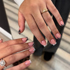 Square retro black and white polka dot press on nails